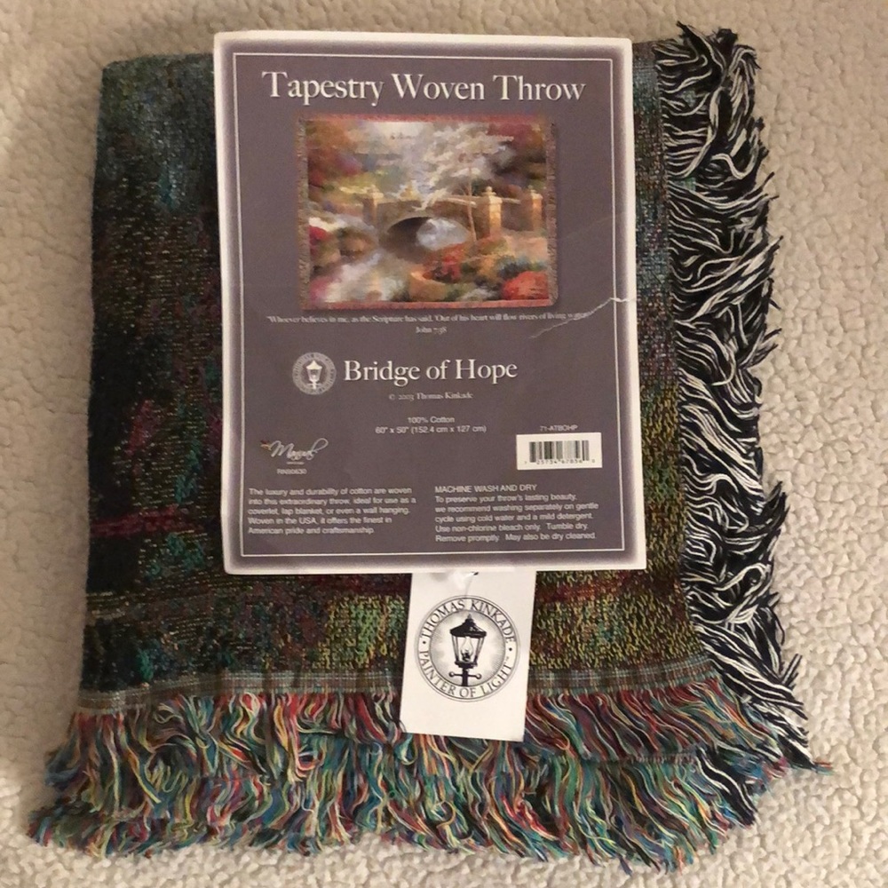 NEW Tapestry Woven Throw - “Bridge of Hope” by Thomas Kinkade